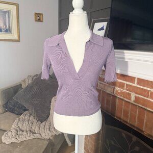 Good American Ribbed Polo Dusty Violet Size 1